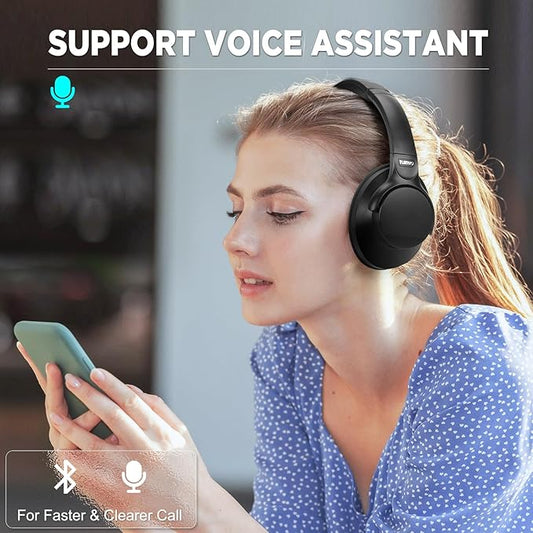 TUINYO Wireless Headphones - Noise Cancelling Over Ear Bluetooth Headphones with 60H Playtime, Deep Bass Hi-Fi Stereo Sound & Comfortable Earpads for Travel, Home and Office