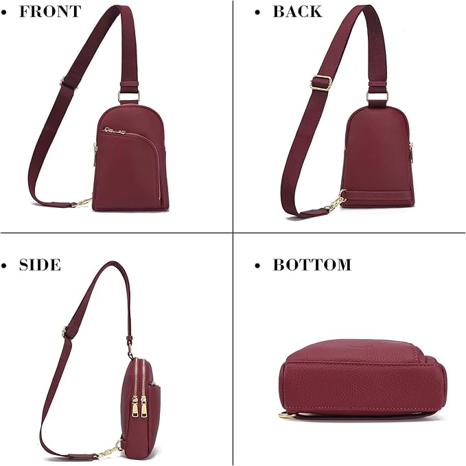 INICAT RFID Blocking Sling Bag Leather Crossbody Bags for Women Fanny Pack Cross Body for Woman Chest Bag for Travel 1.9L