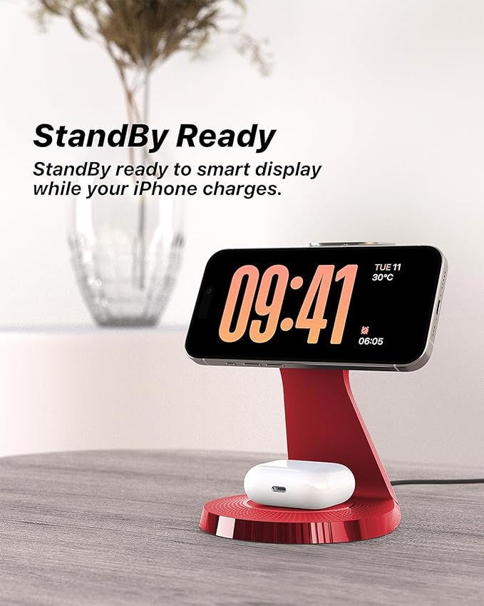 3 in 1 Charging Station for Apple Devices,Mag-Safe Charger Stand Fast Charging,Wireless Charger for iPhone 16/15/14/13/12 Series,& AirPods,& iWatch(USB-C Charger Included)