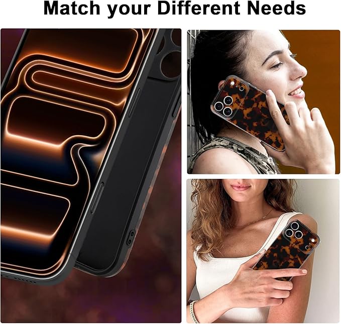 Case for iPhone 17 Pro, Stylish Leopard Tortoise Amber Design Slim & Shockproof Translucent Matte Brown Cover with Tortoise Print