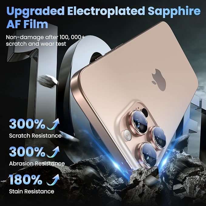 Uyiton for iPhone 17 Pro Max/17 Pro/16 Pro Max/16 Pro/15 Pro Max/15 Pro/14 Pro Max/14 Pro Camera Lens Protector - Military-Grade Tempered Glass Metal Camera Cover, Easy to Install, Gearwheel Gold+Red