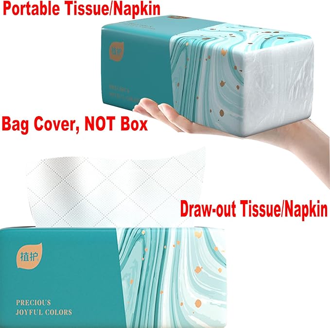 Pack of 8, Disposable Small Facial Tissue, Toilet Paper, Bag Cover, Not Box, Napkin, White Facial Paper Tissue, Material Wood Pulp Fiber NOT COTTON, 4-Ply, 280 Sheet per Pack