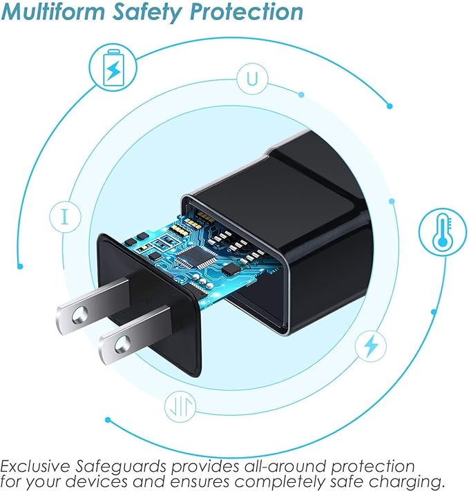 6-Pack Type C Charger Fast Charging Block, Android Phone Rapid USB Wall Charger Compatible with Samsung Galaxy S21/S20/S10/S10e/S10 Plus/S9/S9 Plus/S8/S8 Plus/S7/S6/Note 10/Note 9/Note 8,LG,HTC iPhone