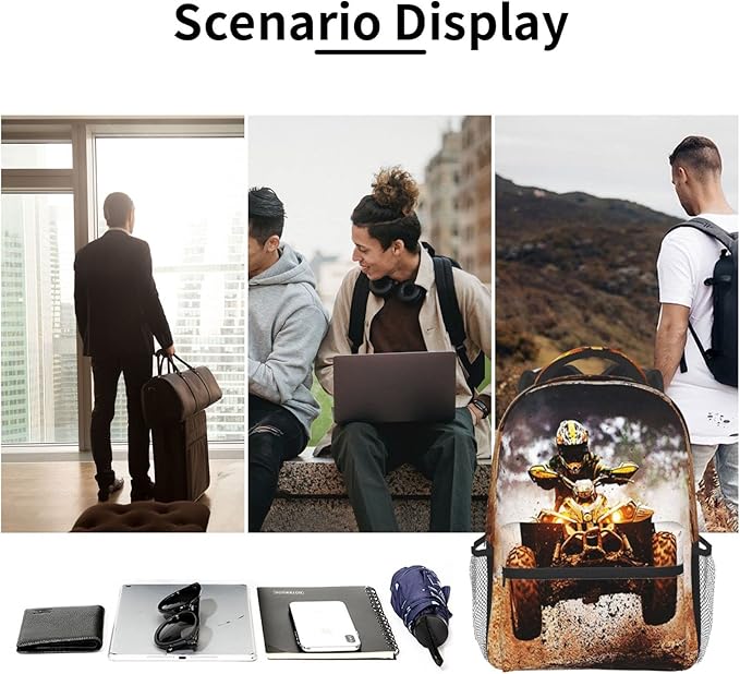 Backpack Dirt Quad Bike 4 Wheelers Off Road Ride on ATV, Travel Laptop Backpacks Casual College Daypack School Bag for Boys Girls Men Adult