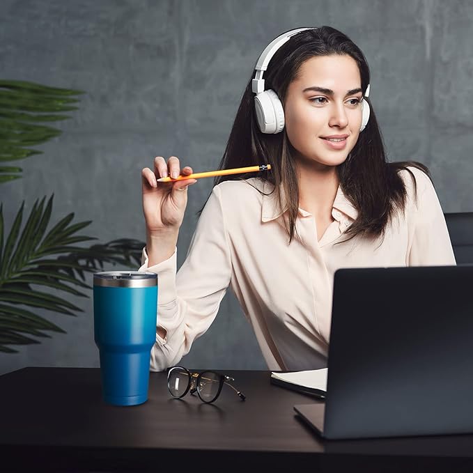 COMOOO 30oz Stainless Steel Tumbler Bulk with Lid and Straw Insulated Tumbler Coffee Cup Durable Double Wall Vacuum Travel Coffee Mug Thermal for Hot and Cold Drinks Dark Night, 8 Pack