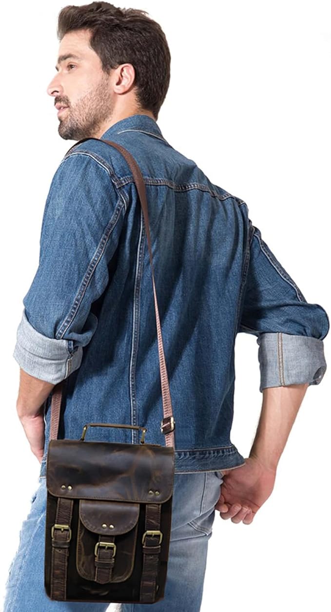 jaald Genuine Leather Messenger Bag Vintage Laptop Crossbody Bag Satchel Man Purse Shoulder Bag for man woman office bag