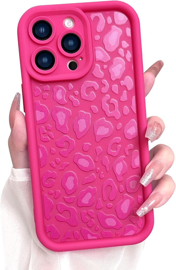 KANGHAR Case for iPhone 13 Pro Leopard Printed Pattern Cute Cheetah Phone Case Soft TPU Shockproof Protective Cover for iPhone 13 Pro 6.1 Inch Hot Pink