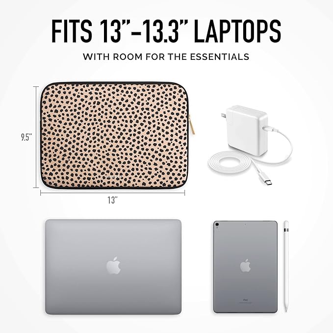 Vandel MacBook Air 13 inch Laptop Sleeve, Fits 13-13.3 inch Laptops: Neoprene MacBook Air & Pro Case, Chromebook, HP Soft Cover | Thin Computer Carrying Bag, Cheetah Mac (M1 & M2) Pouch