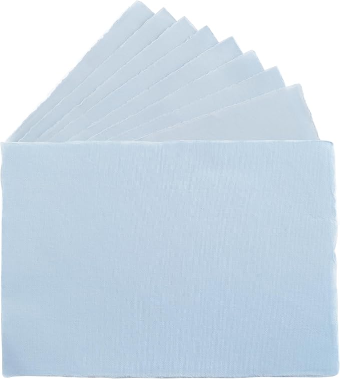 Wanderings Blue A4 Handmade Paper with Deckled Edge - 8.3" x 11.7", 150 GSM, 50 Sheets Textured Paper - Perfect for, Drawing, Writing, Printing, Watercolor & Mixed Media