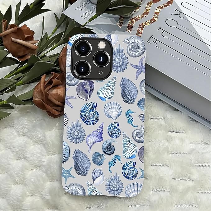 Case for iPhone 11 Pro Max,Summer Beachy Seashell for Woman Men Full Body Protective Cover Shockproof 2 in 1 Silicone + Hard PC Case for iPhone 11 Pro Max