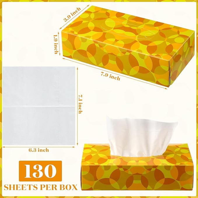 Yinder 12 Packs 1560 Sheets Soft Facial Tissues Box 2 Ply 130 Sheets Per Box Household Facial Tissues Bulk Fit for Bathroom Kitchen Office Car Home Use(Abstract Geometry)