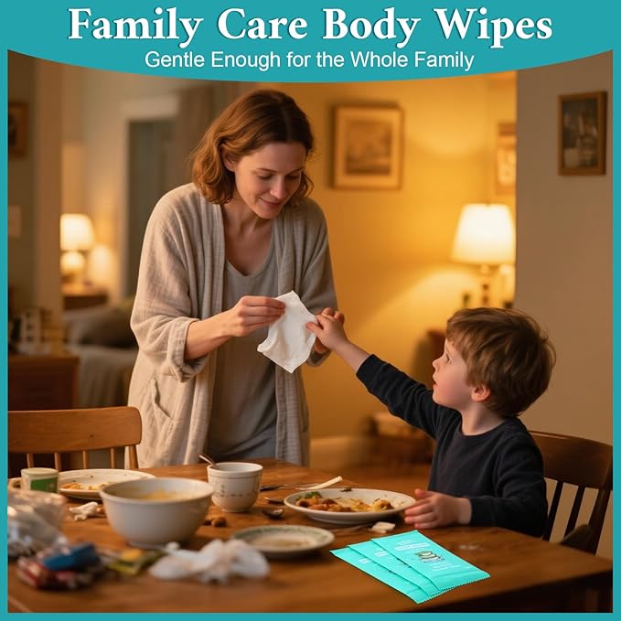 300 Pack Individually Wrapped Body Wipes (8" x 9.5"),No-Rinse Shower Wipes for Adults,Travel,Gym & Camping,Bulk Cleansing Wipes for Homeless