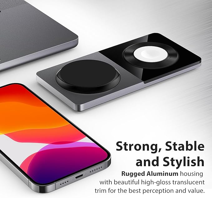 3 in 1 Charging Station for Apple Devices: Mag-Safe Charger Stand Fast Charging, Wireless Charger for iPhone 16/15/14/13/12 Series, Apple Watch Series 1-9/Ultra, AirPods Pro,30W USB Charger (Black)
