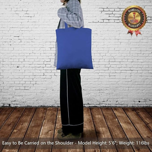 TOPDesign 6-Pack Economical 16"x15" Blue Cotton Tote Bag, Lightweight Medium Reusable Grocery Shopping Cloth Bags, Suitable for DIY, Advertising, Promotion, Gift, Activity