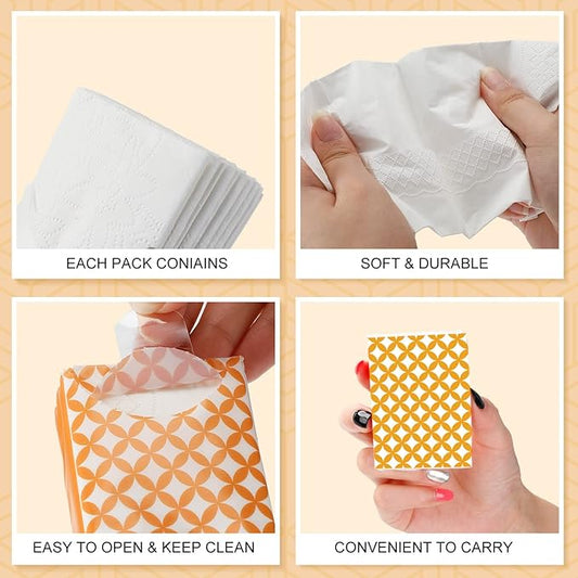 Crtiin 100 Pcs Travel Tissue Bulk Geometry Designed Pocket Tissues Small Size Individual Travel 3 Ply Paper Facial Tissues for Guests Celebration Graduation