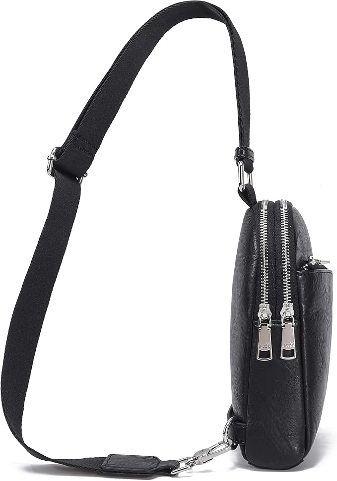 INICAT RFID Blocking Sling Bag Leather Crossbody Bags for Women Fanny Pack Cross Body for Woman Chest Bag for Travel 1.9L