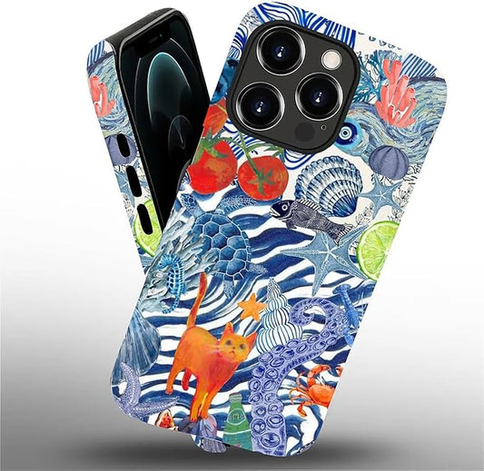 Case for iPhone 12/12 Pro,Leopard Cherry Shell Aesthetics for Woman Men Full Body Protective Cover Shockproof 2 in 1 Silicone + Hard PC Case for iPhone 12/12 Pro