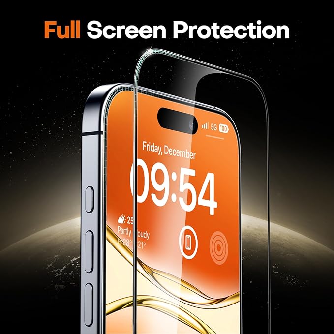 TOCOL for iPhone 17 Screen Protector 6.3 inch 9H Hardness Military Grade Shatterproof HD Clear Tempered Glass for Full Coverage Easy Installation Compatible with Sim Card Case Friendly 2 Pack
