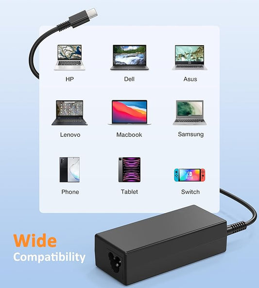 45W Chromebook Charger USB C Type C Replacement for Chromebook X360 14 14-ca051wm 14-ca052wm 14-ca091wm ca061dx 14-ca0061dx 14-ca060nr 14-ca020nr 14-ca043cl Power Supply Adapter