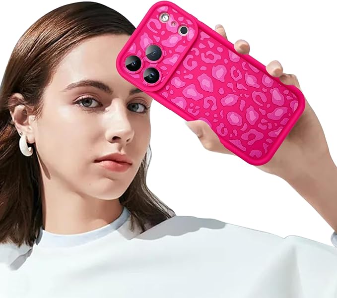 KANGHAR Case Compatible with iPhone 17 Pro Max Leopard Printed Pattern Cute Cheetah Phone Case Soft TPU Shockproof Protective Cover Designed for iPhone 17 Pro Max 6.9 Inch Hot Pink