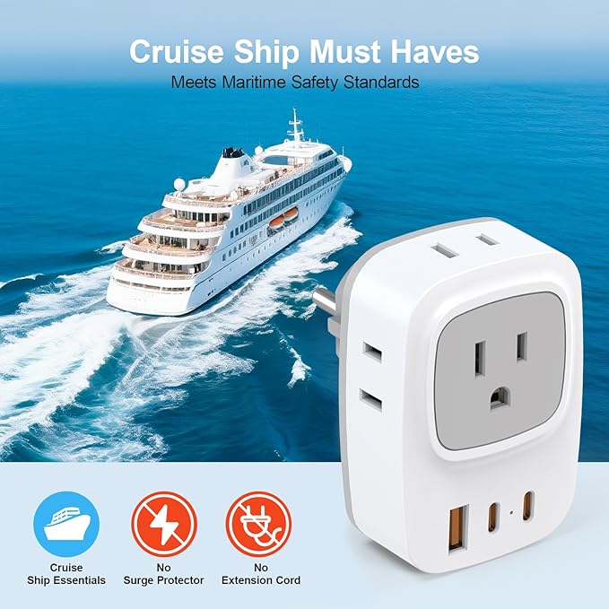 European Travel E F Plug Adapter, International Power Adapter with 4 AC Outlets 3 USB Charging Ports, Type C Outlet Adaptor Charger for US to EU Most of Europe EU Iceland Spain Italy France Germany