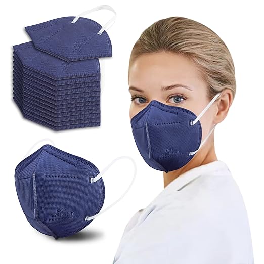 KN95 Face Masks 50 Pcs, 5-Ply Protection Navy KN95 Mask, Disposable Face Masks for Adults