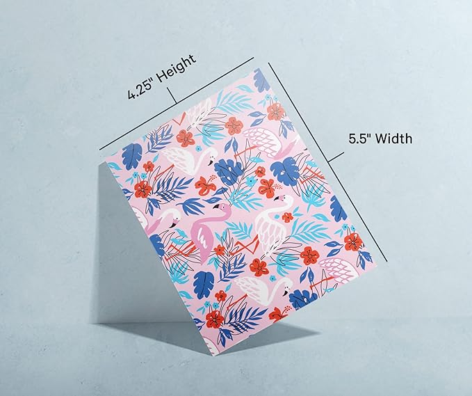 Twigs Paper - Assorted Flamingo Pattern Greeting Cards - Stationery Cards with Envelopes - Thank You Card - Blank Note Cards - Greeting Cards for All Occasions - Made in USA (5.5 x 4.25, Set of 12)