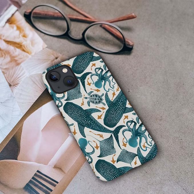 DAIZAG Case Compatible with for iPhone 15,Octopus Turtle Manta Ray Whale Phone Case for iPhone 15 for Girl Women Boy Men