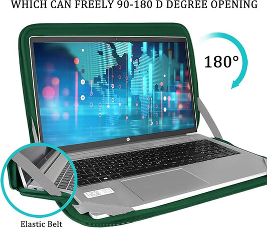 15.6 inch Laptop Case, Shockproof Protective Computer Carrying Cover with Front Pocket, Briefcase Handbags Laptop Bag for 15.6 inch HP, Dell, Acer, Asus, Notebook, Dark Green