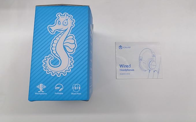 iClever HS19 Kids Headphones with Microphone, 74/85dBA Volume Limiter - Shareport - Over Ear Stereo Headphones for Kids Boys Girls, Foldable 3.5mm Jack Wired Headphone for iPad/School/Travel, White