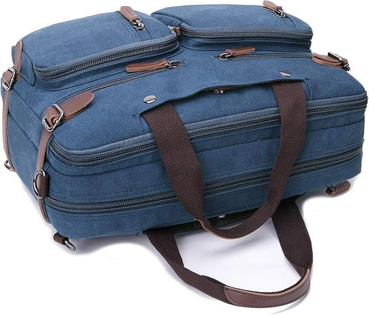 3 in 1 Convertible Laptop Backpack, 17.3 inch Messenger Bag for Men, Multi-Functional Travel Laptop Bag for College Men Women (17.3 Inch, Blue)