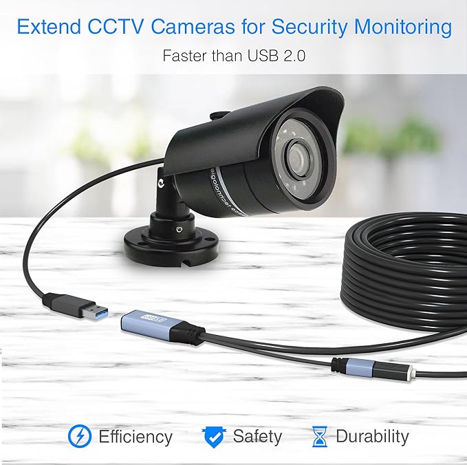 BlueRigger USB 3.0 Extension Cable (32FT, Active, 5 Gbps, in-Wall CL3 Rated, Type A Male to Female Cord) - Long USB Repeater Extender for VR Headset, Printer, Hard Drive, Keyboard, Mouse, Xbox