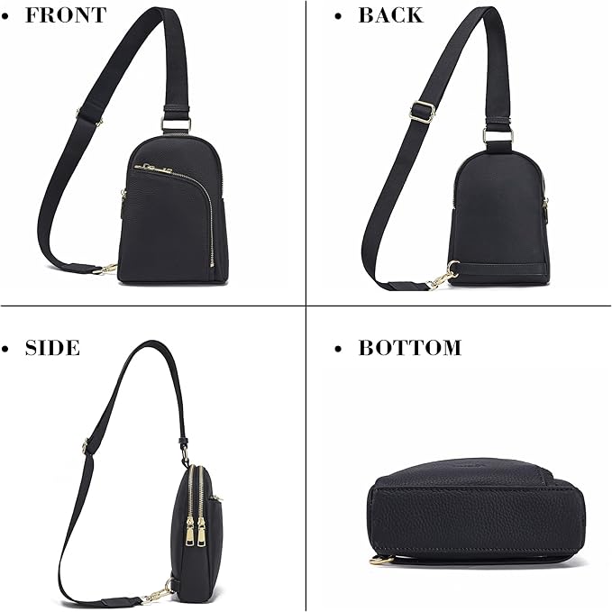 INICAT RFID Blocking Sling Bag Leather Crossbody Bags for Women Fanny Pack Cross Body for Woman Chest Bag for Travel 1.9L