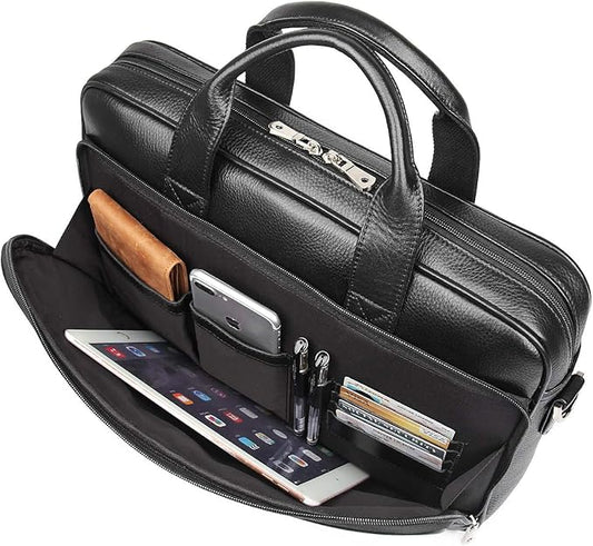 Augus Leather Messenger Bag for Men Vintage Travel Backpack 17 inch laptop Briefcase Shoulder Bags