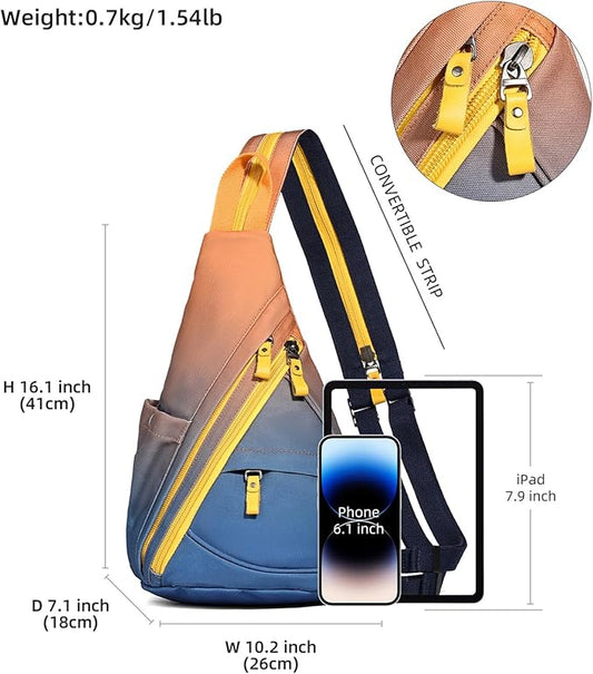 KL928 Canvas Sling Bag - Small Crossbody Backpack Shoulder Casual Daypack Rucksack for Men Women(Large Version)