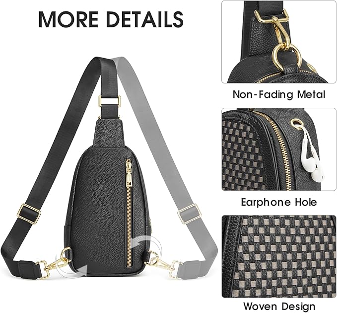 Kattee Sling Crossbody Bag for Women, Leather Fanny Pack Crossbody Sling Bags, RFID Purse Chest Bag Small Daypack for Women