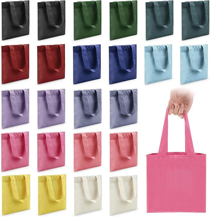 Amylove 24 Pcs Mini Tote Bag Sublimation Blank Canvas Tote Bags Reusable Grocery Luggage DIY Sack Goody for Party Even (8.5 x 8 Inch,Multicolor Gray)