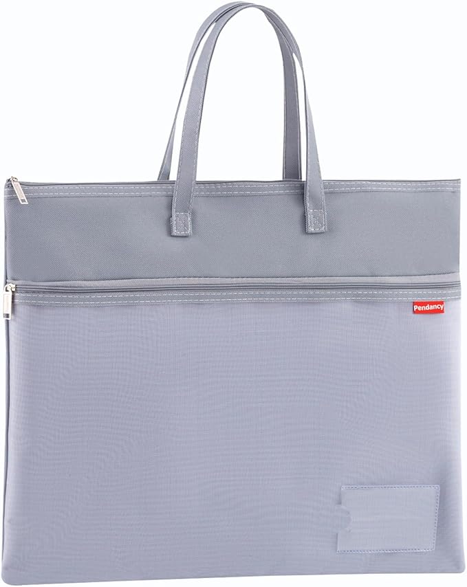 Pendancy Mesh Zipper Pouch A4 Size, Large Double Pocket Waterproof File Bag with Handle, 11x13.8 in Foldable Document Storage for Puzzle Project/Cross Stitch/Travel/Office(Advanced Gray)