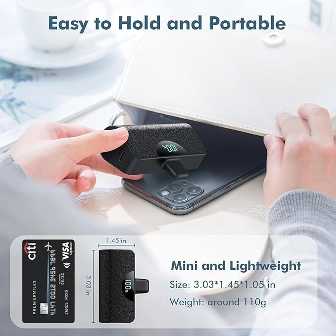 Mini Portable Charger Power Bank for iPhone, 5200mAh External Battery Charging Bank, 20W PD Fast Charging Battery Pack Portable Phone Charger for iPhone 14 Pro Max/14/13/12/11/XR/X/8/7/6/SE Series