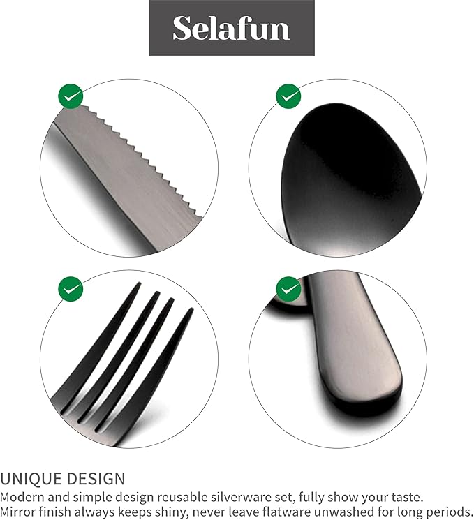 4-pieces Travel Set with Case Portable Silverware Utensils Set for work, Stainless Steel Reusable Flatware Set Cutlery Set for Camping Picnic Hiking Office (6.7inch, Matte Black)