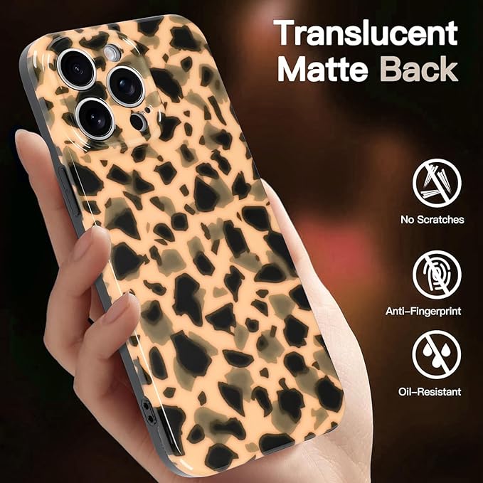 Phone Case for iPhone 14 Pro Max Case White Shell Color Tortoiseshell Print TPU Slim Phone Cover for Women Girls Grily Brown Shockproof Phone Cover for iPhone 14 Pro Max, Tortoise Print