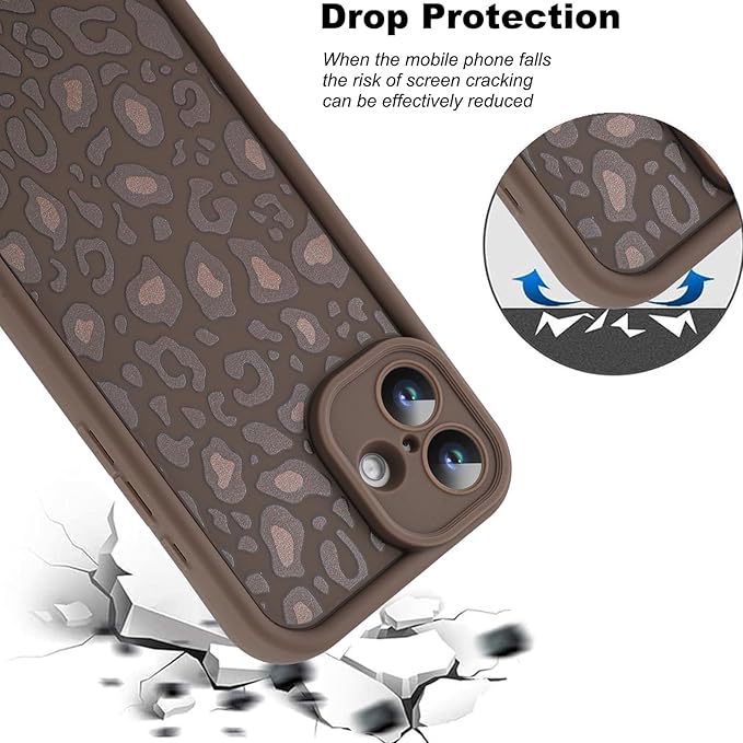 KANGHAR Case for iPhone 16 Leopard Printed Pattern Cute Cheetah Phone Case Soft TPU Shockproof Protective Cover for iPhone 16 6.1 Inch Brown