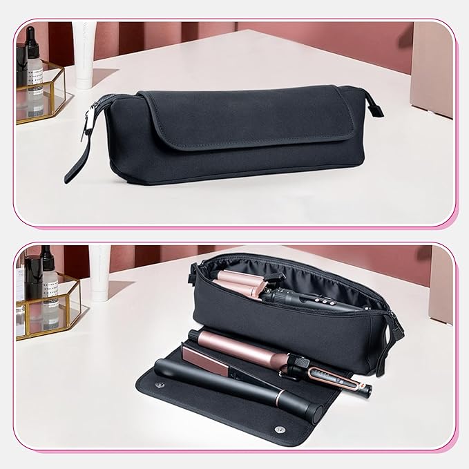 Hair Tools Travel Bag with Heat Resistant Mat - Hair Tool Organizer Case for Curling Iron, Straightener, Flat Iron & Hair Dryer Storage Pouch, Large Capacity Design Women Travel Essentials