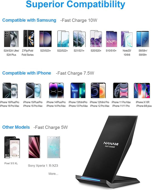 Nanami 2 in 1 Wireless Charger,Equipped with PD 30W Adapter,Qi Certified Fast Charging Stand with USB-A Port Compatible iPhone 16/15/14/13/12/11,Phone Charger for Samsung Galaxy S25/S24/S23/S22/S21