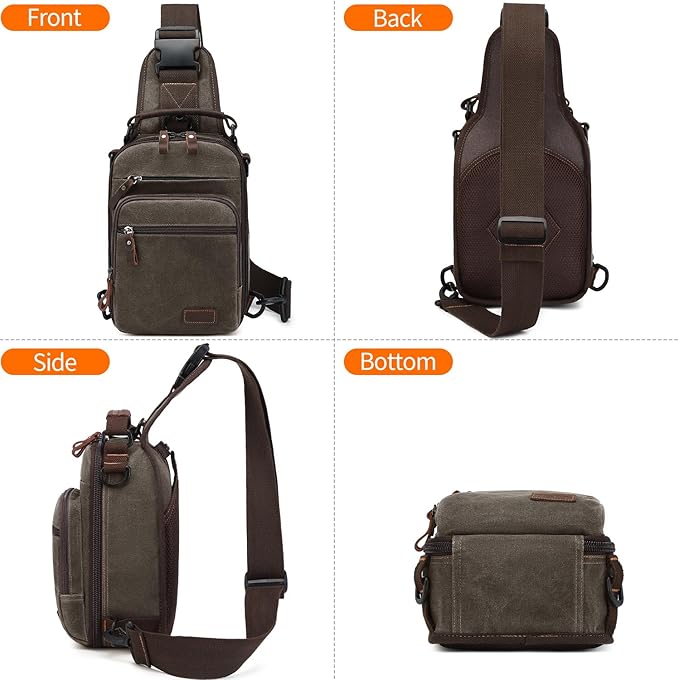Nerlion Sling Bag for Men Waxed Canvas Crossbody Bag Chest Bag Water Resistant Shoulder Bag Casual Daypack