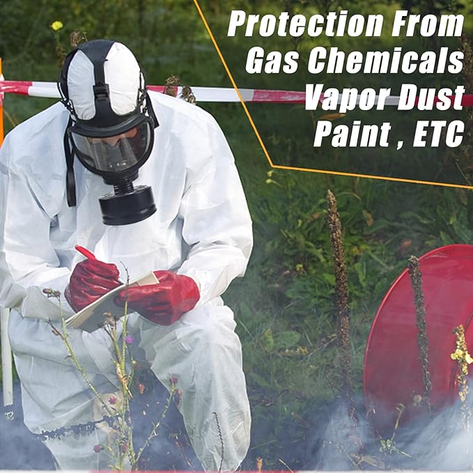 Full Face Respirator Mask with Filters, Anti-Fog Lens Anti-Gas Anti-Dust Gas Mask Against Vapours & Particles, Paint