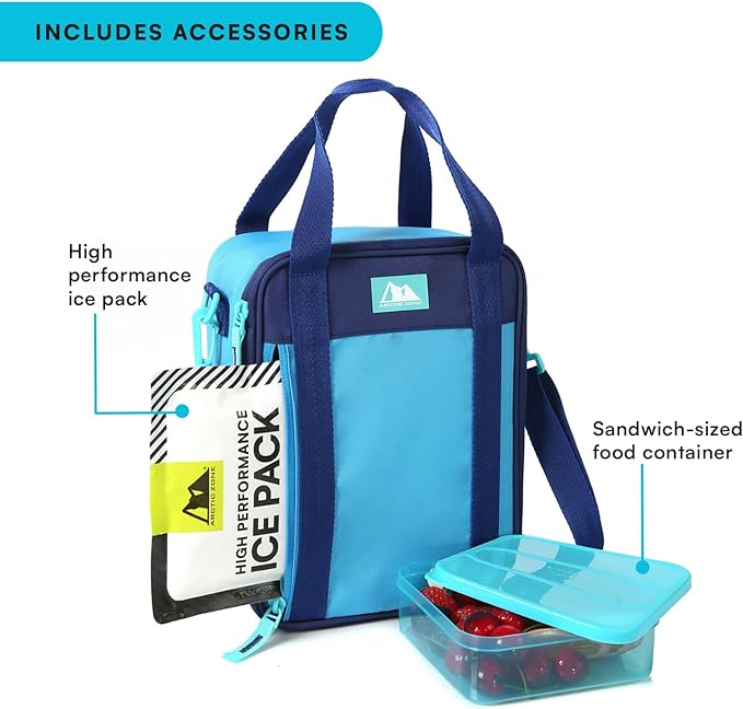 Arctic Zone Urban Lunch Box Combo with 210g Ice Pack and Sandwich Container, True Blue