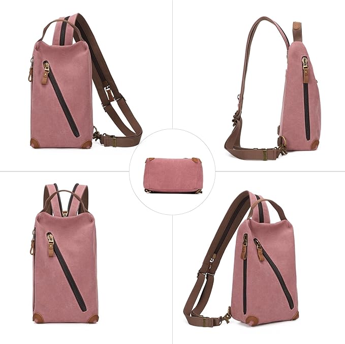 KL928 Canvas Sling Bag crossbody Bags Small Backpack Pack Travel Purse convertible purses for Women Men