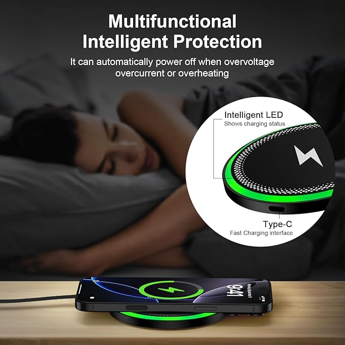 Samsung Wireless Charger Fast Charging Pad for Galaxy S25 Ultra/S24 Plus/S24 FE/S24Ultra/S23+/S22/S21/S20,15W Wireless Phone Charger Android Charging Station Mat for Google Pixel 9 Pro 8A with Adapter