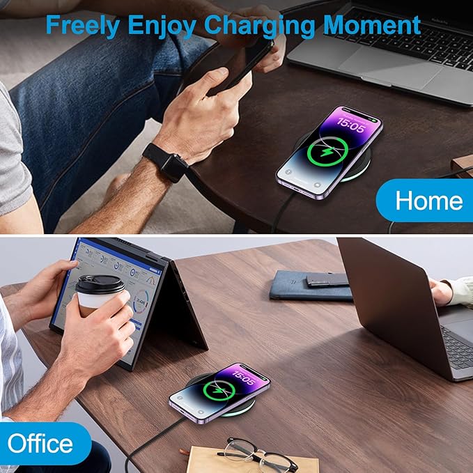 for Samsung Fast Wireless Charger Pad, 2 Pack 15W Wireless Charging Pad Fast Charging Station for Samsung Galaxy S25 Edge S24 FE S23+ S22 S21 Note 20, iPhone 16 15 14 13 Pro Max, Pixel 10 Pro 10 9 9a